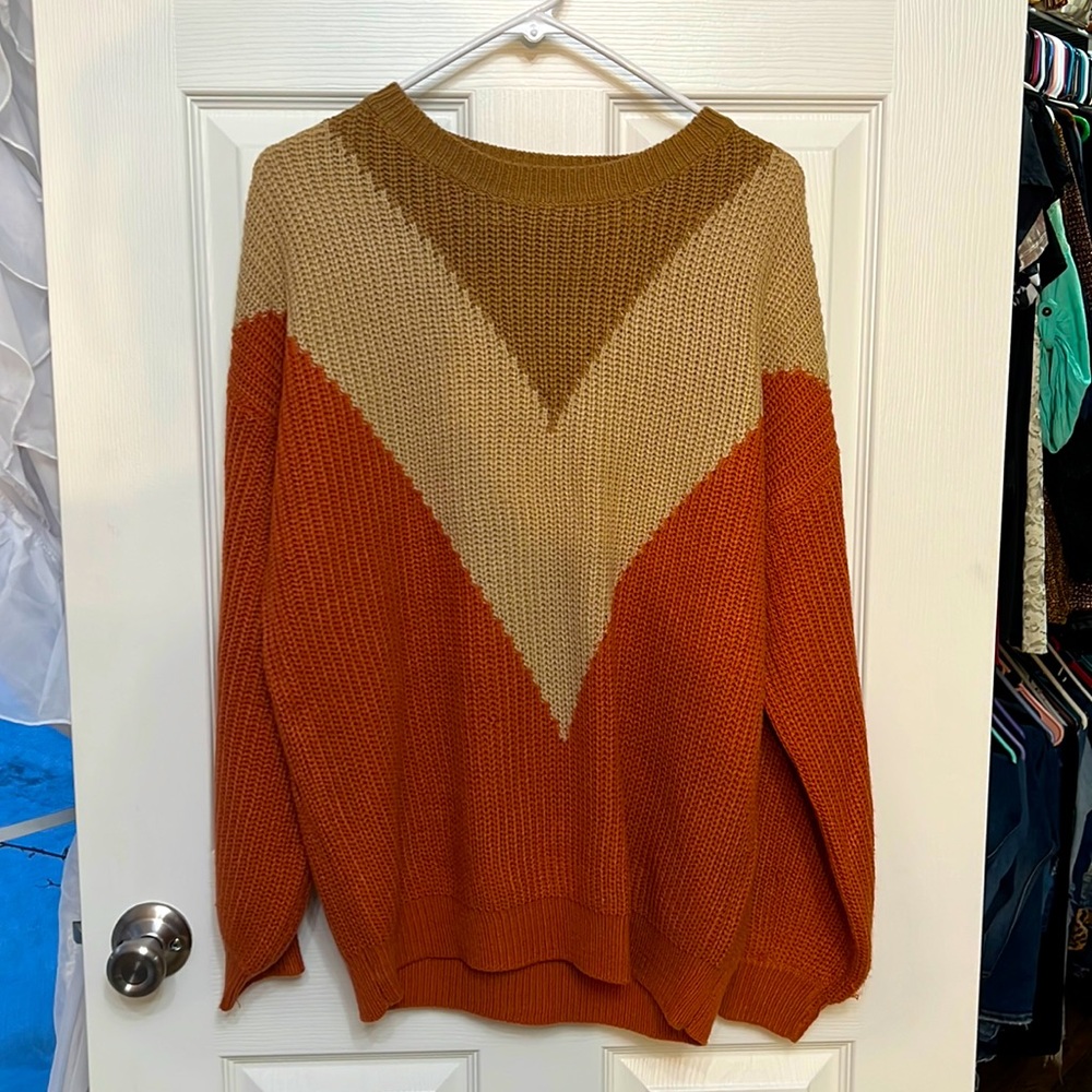 Large over sized rust tan light brown sweater
